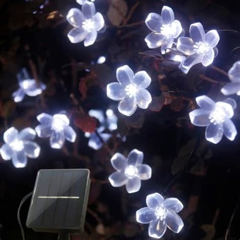 Mankinlu Solar Outdoor Cherry Blossom Strings Lights Feet Leds