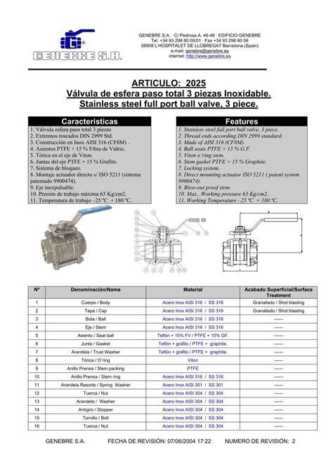 ARTICULO 2025 VÃlvula de esfera paso total 3 piezas Inoxidable