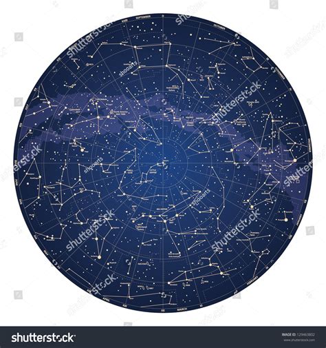 High Detailed Sky Map Northern Hemisphere Stock Vector (Royalty Free ...