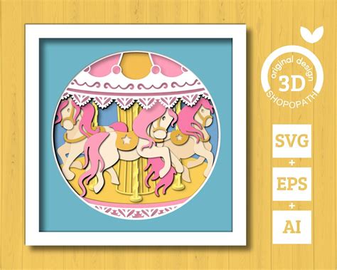 3D Layered Carousel SVG EPS Carousel Shadow Box Nursery 3D Etsy UK