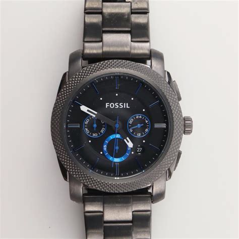 Fossil Machine Chronograph Smoke Stainless Steel Watch Property Room