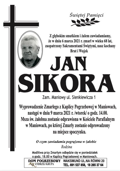 Jan Sikora Nekrologi Podhale Pl