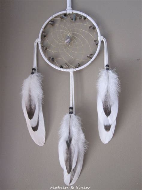 Dream Catcher White Deerskin With Goose Feathers