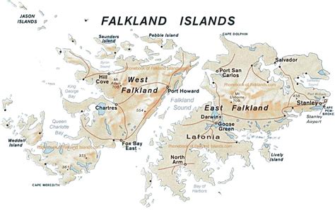 Map Of The Falkland Islands By Phonebook Of The World