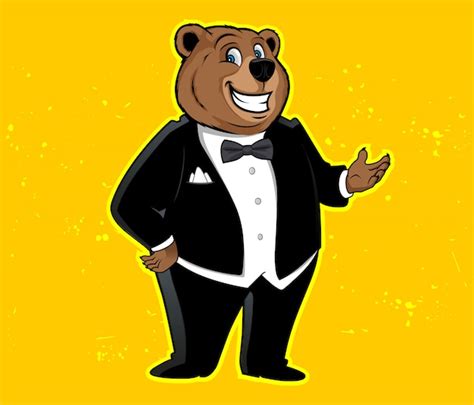 Mascot Cartoon Funny Tuxedo Bear Vector Illustration Vector Premium