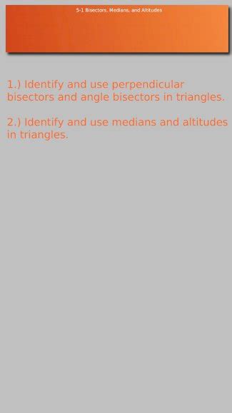 Ppt Bisectors Medians And Altitudes Identify And Use