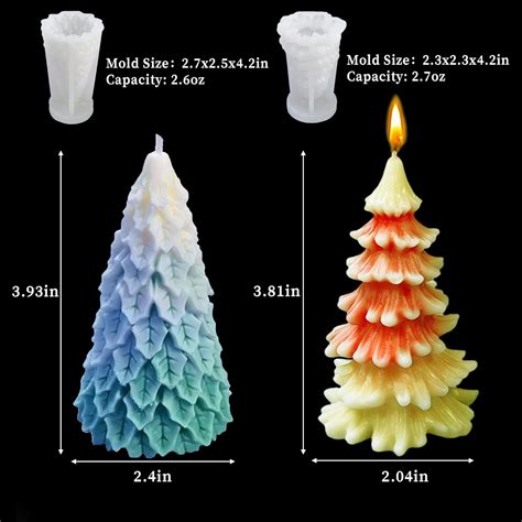 4 moldes de silicona para árbol de Navidad moldes de velas 3D para