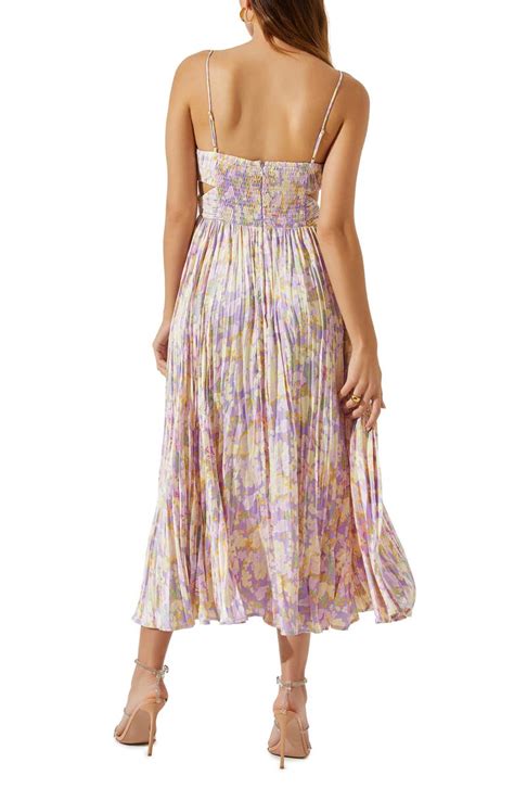 Astr The Label Floral Plissé Crossover Cutout Midi Dress Nordstrom