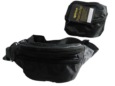 Bulk Fanny Packs 437 3 Pockets Black Wholesale Fanny Packs