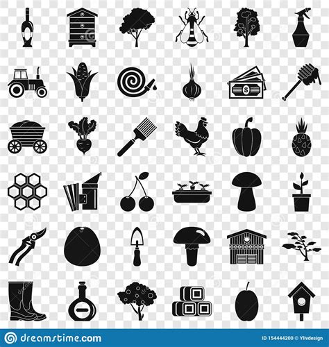 Iconos Fijados Estilo Simple De La Agricultura Ilustración Del Vector