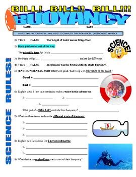 Bill Nye Buoyancy Worksheet