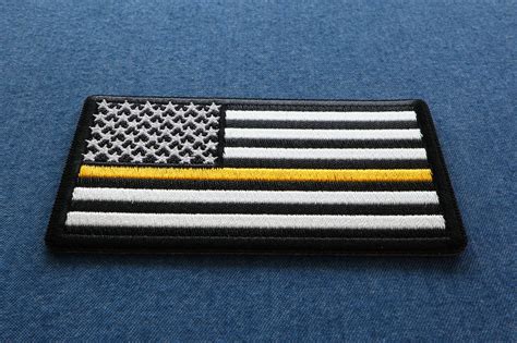 Black & White American Flag with Yellow Stripe Patch by Ivamis Patches