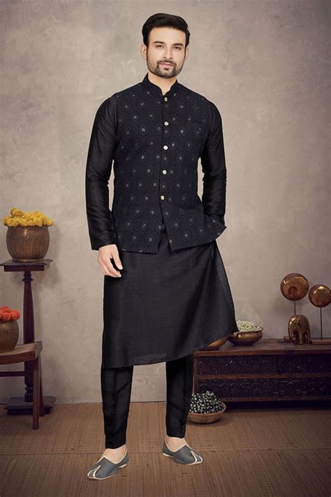 Amazing Black Colored Designer Kurta Pajama Set