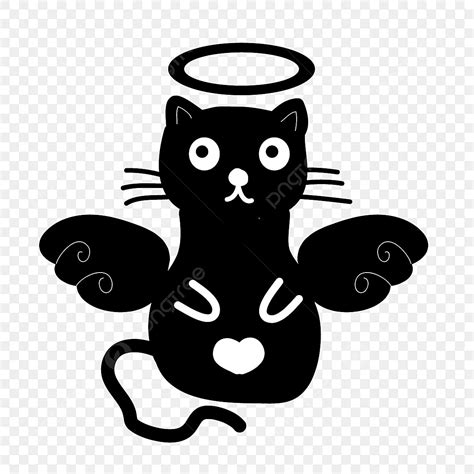 Cute Black Cat Angel Cat Clipart Angel Cat Png And Vector With