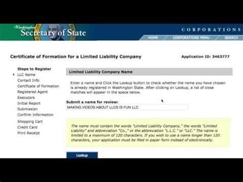 How To Form An Llc In Washington State Youtube