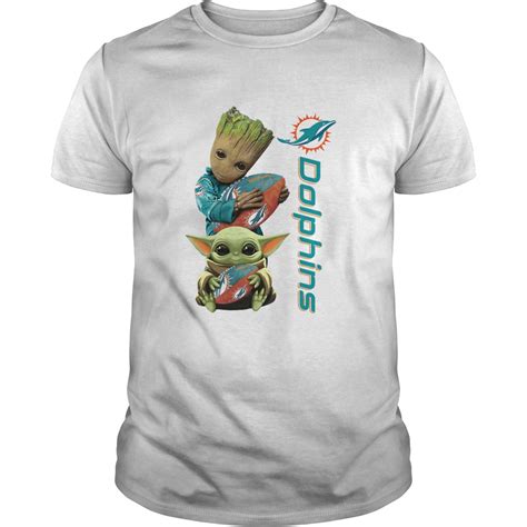 Baby Groot And Baby Yoda Hug Miami Dolphins Shirt Trend Tee Shirts Store