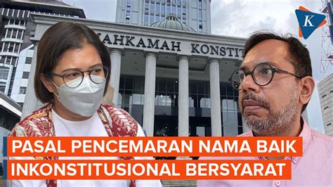 MK Putuskan Pasal Pencemaran Nama Baik Inkonstitusional Bersyarat YouTube