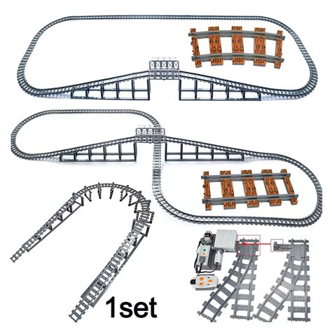 Moc Stadt Zug Gleis Schalter Schiene Ziegel Modell Gerade Weiche Cruved