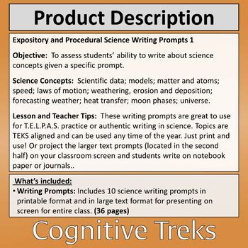 Telpas Science Writing Prompts Th Grade Teks Aligned Expository