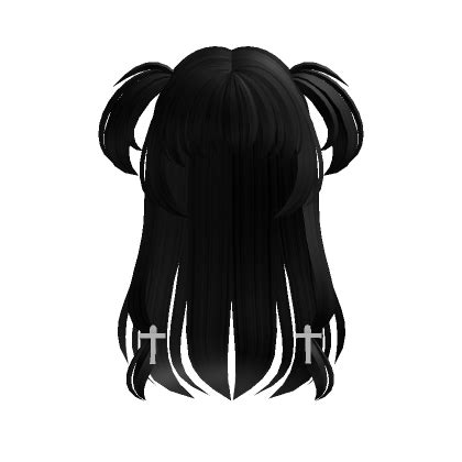 Long Fluffy Anime Black Rockstar Pigtails Hair Roblox