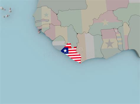 Liberia En El Globo Pol Tico Con La Bandera Stock De Ilustraci N