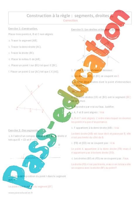 Segments Droites Exercices Corrig S Construction La R Gle
