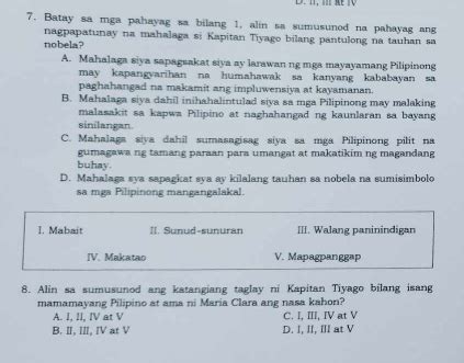 Solved 7 Batay Sa Mga Pahayag Sa Bilang 1 Alin Sa Sumusunod Na