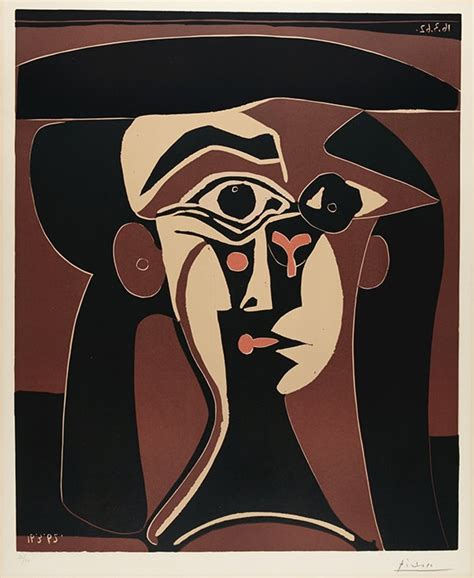 Pablo Picasso Tête De Femme Head Of A Woman 1962 Linocut