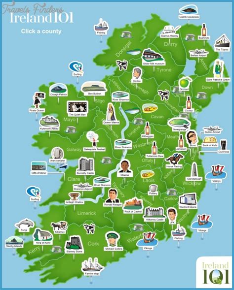 Ireland Map Tourist Attractions - TravelsFinders.Com