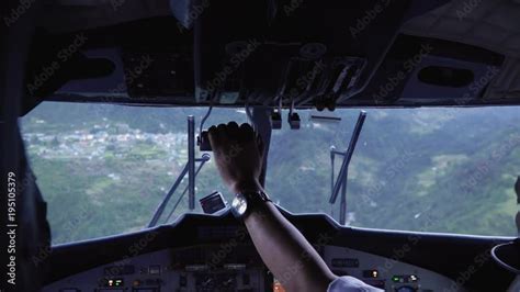 Landing Aircraft At Tenzing Hillary Airport In Lukla Cockpit View Of