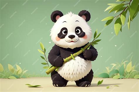 Premium Photo Cute Panda Eat Bamboo Cartoon Vector Icon Illustration