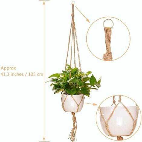 Lot de 4 Suspensions en Macramé pour Plantes Porte Pot Suspendu