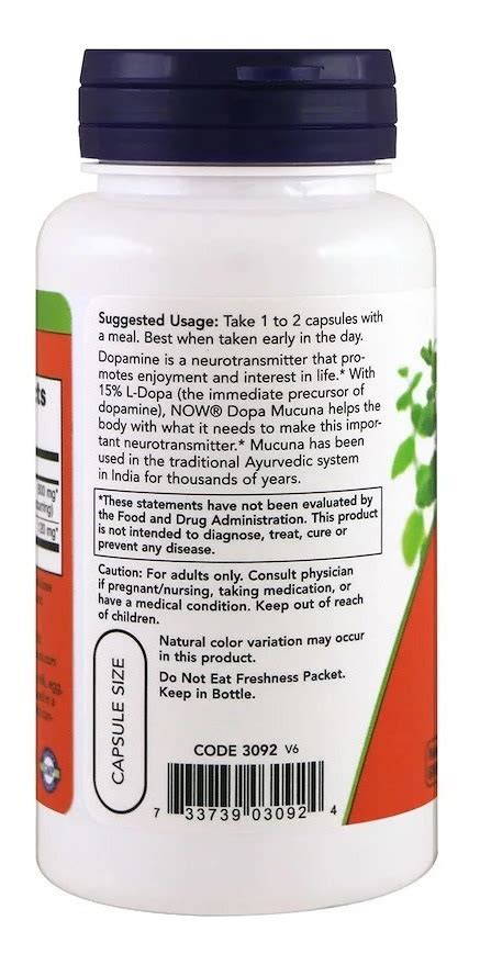 Dopa Mucuna 800 Mg L dopa 120 Mg 90 Cápsulas Mercado Livre