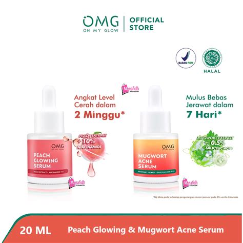 Jual OMG OH MY GLOW Peach Glowing Serum 20 Ml Mugwort Acne Serum 20ml