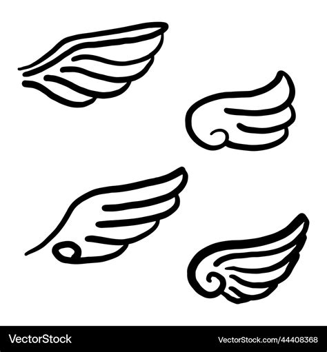 Doodle sketch style of abstract wings cartoon Vector Image