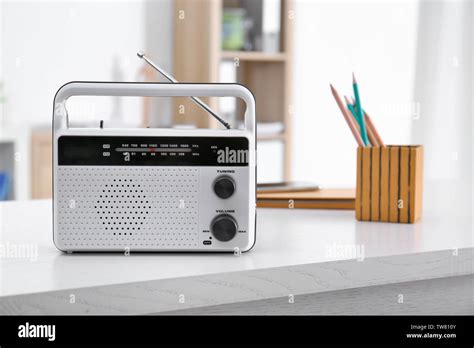 Modern Radio On Table In Room Stock Photo Alamy