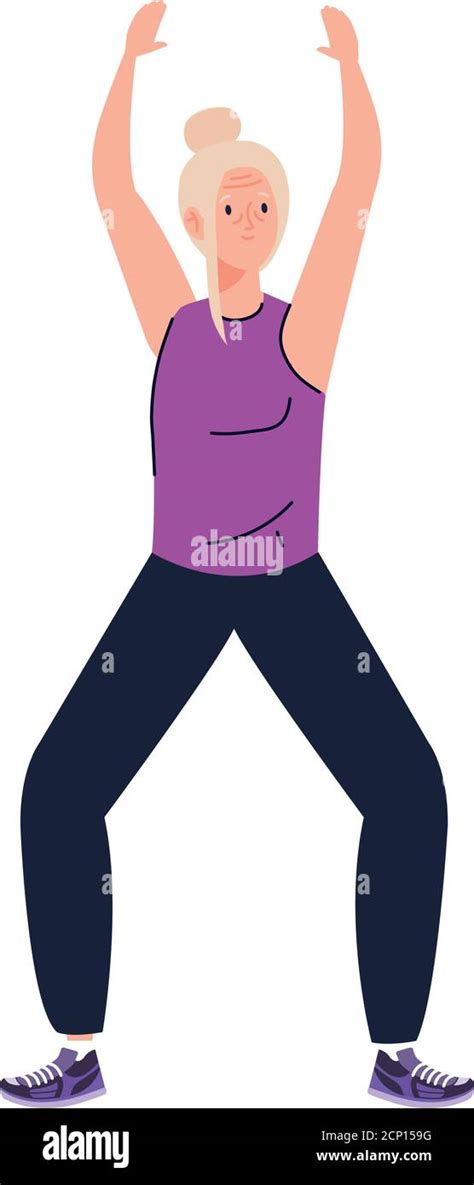 Senior Woman Cartoon Stretching Vector Design Stock Vector Image And Art