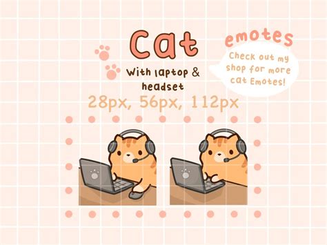 Laptop Cat Emotes Twitch Discord Premade Ready To Use Etsy