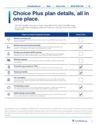 Id Choice Plus Hsa Plan Summary