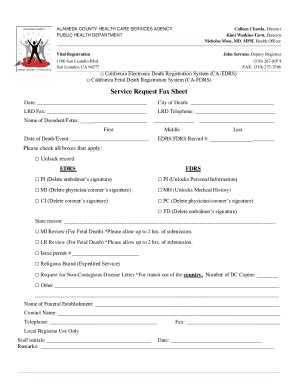 Fillable Online Vital Registration Service Request Fax Form Edrs Fdrs