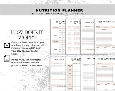 Nutrition Planner Printable Weekly Food Diary Meal Tracker Food Journal Menu Plan And Prep