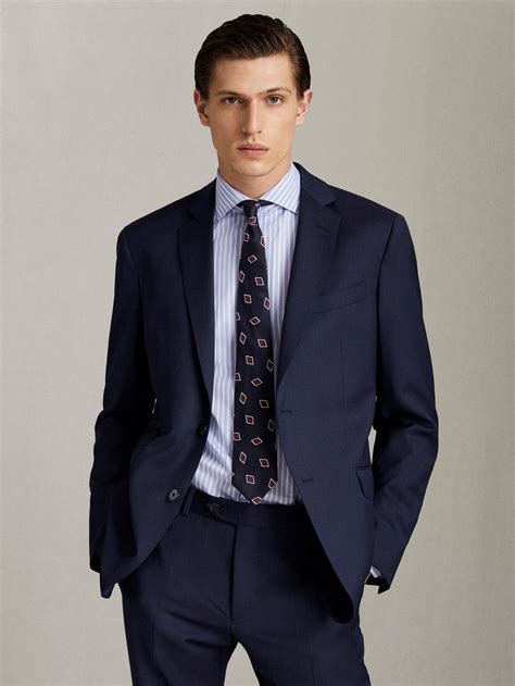 Americana Estructura Lana Super 120s Marino Slim Fit Massimo Dutti Hombre Uñas Azules Y Trajes