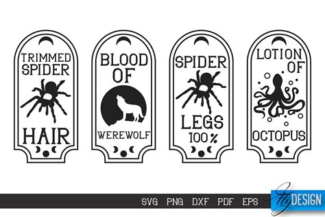 Halloween Labels Svg Bundle Potion Labels Vintage Bottle Labels