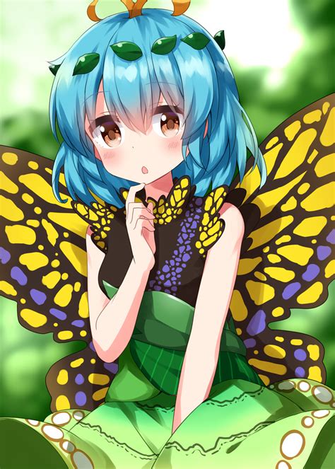 Ruu Tksymkw Eternity Larva Touhou Highres 1girl Antennae Aqua