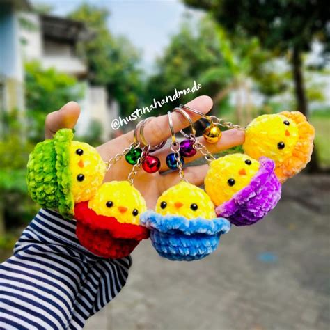 Jual Ganci Rajut Amigurumi Baby Chick Egg Gantungan Kunci Rajut