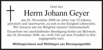 Traueranzeigen Von Johann Geyer Trauer Merkur De