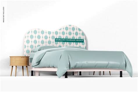 Premium Psd Double Bed Headboard Mockup Perspective