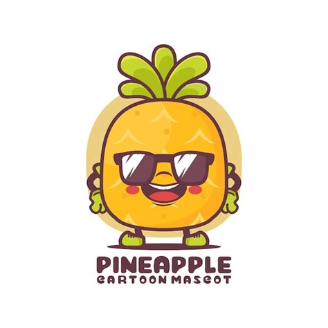 Ananas Dessin Animé Mascotte Fruit Illustration Vectorielle Vecteur