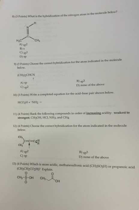 Solved What is the hybridization of the nitrogen atom in the | Chegg.com