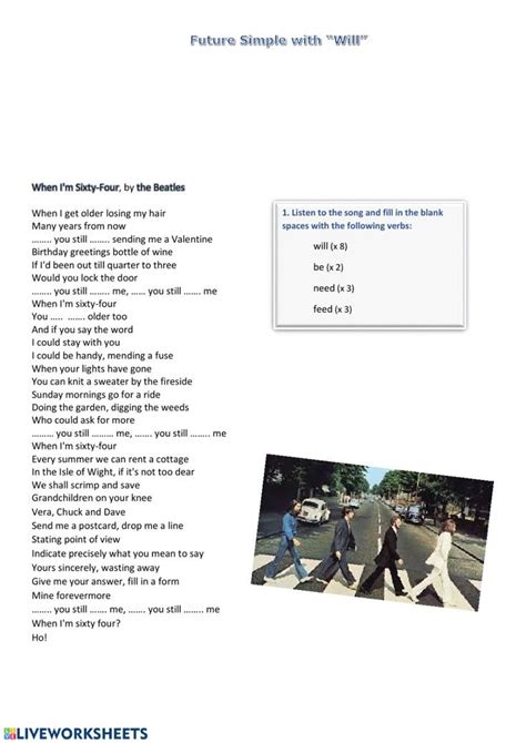 Song When I M Sixty Four The Beatles Interactive Worksheet Songs